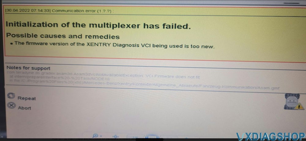 Solve VXDIAG Benz X-ENTRY Diagnosis VCI too New  1