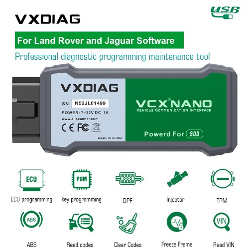 VXDIAG VCX NANO for Land Rover and Jaguar with V164 Software USB Version