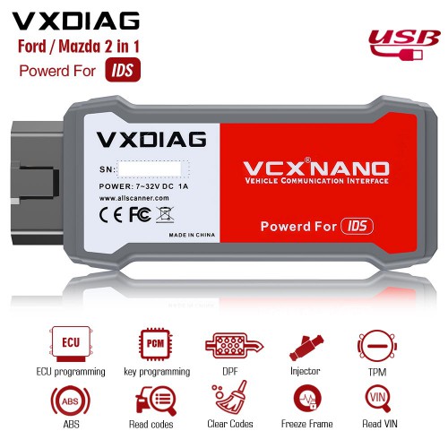 (Ship from US/Czech) VXDIAG VCX NANO for Ford IDS V125 /Mazda V125 2 in 1 Diagnostic Tool Supports Win10