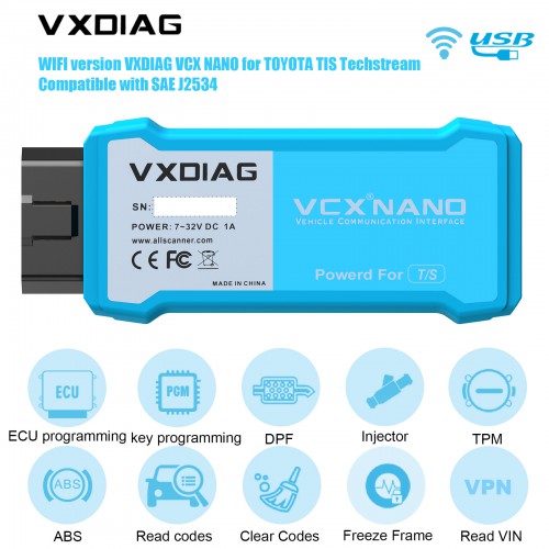 WIFI Version VXDIAG VCX NANO for TOYOTA TIS Techstream V17.30.011 Compatible with SAE J2534 Free Shipping