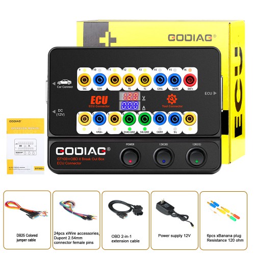 GODIAG GT100+ AUTO TOOLS OBD II Break Out Box ECU Connector Adds Electronic Current Display and CANBUS Protocol