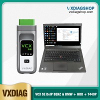 VXDIAG VCX SE DOIP for Benz & BMW with 1TB Software HDD Pre-installed on Second-Hand Lenovo T440P Laptop
