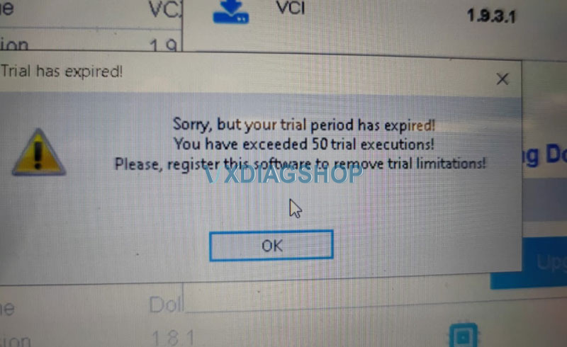vxdiag vcx se Trial Has Expired