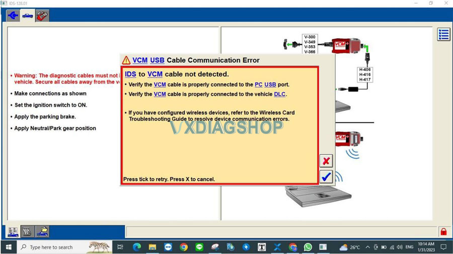 VCM USB Cable Communication Error
