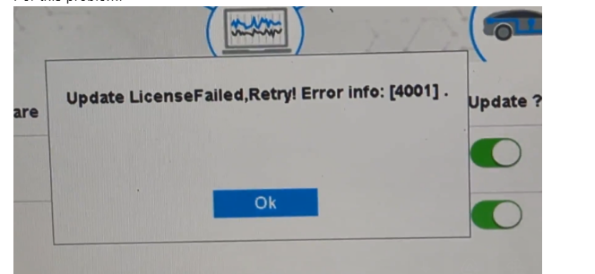 update license failed error 4001